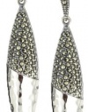 Judith Jack Silver SEA Sterling Silver and Marcasite Shield Drop Earrings