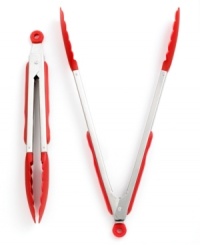 Go grilling! In the festive nature of summer barbecues, each tong features bright and lively red nylon handles and heat-resistant silicone heads that take charge on the grill. Uniquely designed with pointed heads to allow for easy pick-up in tight corners where runaway hot dogs and smushed patties like to hide. Limited lifetime warranty. Go grilling! In the festive nature of summer barbecues, each tong features bright and lively red nylon handles and heat-resistant silicone heads that take charge on the grill. Uniquely designed with pointed heads to allow for easy pick-up in tight corners where runaway hot dogs and smushed patties like to hide. Limited lifetime warranty.