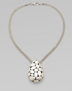 From the Kali Pebble Collection. A dramatically large textured pebble drop of sterling silver suspends from a triple bead chain in this stunning design.Sterling silverChain length, about 18Pendant length, about 2Textured lobster claspMade in Bali