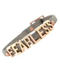 Go for the bold. This mini affirmation from bracelet from BCBGeneration is crafted from rose gold-tone mixed metal and platinum glitter PVC for a daring look. Approximate length: 8 inches. Go for the bold. This mini affirmation from bracelet from BCBGeneration is crafted from rose gold-tone mixed metal and platinum glitter PVC for a daring look. Approximate length: 8 inches.