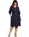 Jones New York Women's Plus-Size Short Sleeve Dress With Hardware