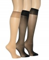 For all-day comfort, Berkshire's sheer knee-highs feature a non-binding top.