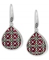 Stunningly stylish. These teardrop earrings from Genevieve & Grace are crafted from sterling silver, with marcasite and purple epoxy elements adding to the appeal. Approximate drop length: 1-1/2 inches. Approximate width: 5/8 inch.