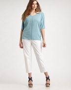 One touch and you'll see why this soft-linen top is a must-have. Plus, it features a feminine v-neckline, modern dolman sleeves and a relaxed-yet-flattering fit. V-neckElbow-length sleevesFront and back seamPull-on styleAbout 30 from shoulder to hemLinenHand washImported