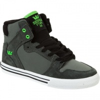 Supra Vaider Skate Shoe - Youth Grey Suede/Black Nubuck/Lime, 2.0 Supra Vaider Skate Shoe - Youth Grey Suede/Black Nubuck/Lime, 2.0