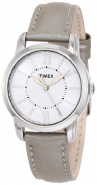 Timex Women's T2N683 Elevated Classics Dress Uptown Chic White Dial Silver Metallic Leather Strap Watch Timex Women's T2N683 Elevated Classics Dress Uptown Chic White Dial Silver Metallic Leather Strap Watch