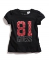 GUESS Kids Girls Puff-Sleeves GUESS Kids Girls '81 Tee, BLACK (3T)