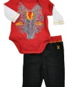 Hurley Baby-boys Newborn Creeper Set, Red, 0-3 Months