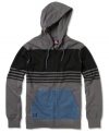 Add more edge to your layered look with this striped hoodie from Quiksilver.
