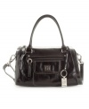 The glazed finish on Giani Berning's satchel purse shines, adding polish to any look, day or night.