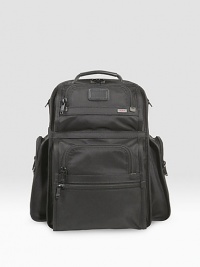 A computer backpack designed to meet TSA requirements, which means you don't have to remove your computer from the case. A sturdy, ballistic nylon design is large enough to accommodate a week's worth of business materials and features a convenient, removable accessory pouch. Interior and exterior organizer pockets Carry handle and back straps Zip closure 16½W X 12H X 7½D Imported A computer backpack designed to meet TSA requirements, which means you don't have to remove your computer from the case. A sturdy, ballistic nylon design is large enough to accommodate a week's worth of business materials and features a convenient, removable accessory pouch. Interior and exterior organizer pockets Carry handle and back straps Zip closure 16½W X 12H X 7½D Imported