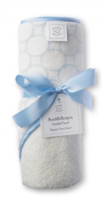 SwaddleDesigns Organic Cotton Hooded Towel - Pastel Blue Mod Circles on Ivory