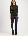 Supple lamb leather pants in a high-waisted silhouette with a slim fit and modern seaming. Hidden side zipperRise, about 14Inseam, about 33LeatherDry clean with leather specialistImportedModel shown is 5'10 (177cm) wearing US size 4.