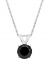 Add a touch of bold color. A round-cut, bezel-set black diamond (1/2 ct. t.w.) shines in a luminous 14k white gold setting. Approximate length: 18 inches. Approximate drop: 1/3 inch.