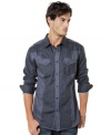 Add some appeal to your evening style with this downtown ready shirt from Marc Ecko Cut & Sew.