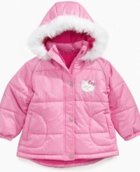 A puffer coat will keep her cozy in the cold – she'll love the snuggly style of this jacket from Hello Kitty. A puffer coat will keep her cozy in the cold – she'll love the snuggly style of this jacket from Hello Kitty.