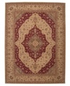 A dynamic mix of alternating beige and red tones gives this rug its fascinating charm. Carefully handcrafted of hard-twist wool yarns, this gorgeous piece offers exceptional softness and a markedly dense texture.