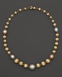 Softly-hued freshwater pearls mingle with graduated, textured beads of 18K yellow gold. Exclusively at Bloomingdale's from the Marco Bicego Africa Pearl Collection. Softly-hued freshwater pearls mingle with graduated, textured beads of 18K yellow gold. Exclusively at Bloomingdale's from the Marco Bicego Africa Pearl Collection.