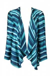 J Jones New York Womens Plus Aqua Sky Stripe Drape Open Cardigan Top 1X J Jones New York Womens Plus Aqua Sky Stripe Drape Open Cardigan Top 1X