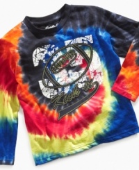 Long sleeves and fun tie-dye make this Kick It tee from Flapdoodles perfect for backyard football. Long sleeves and fun tie-dye make this Kick It tee from Flapdoodles perfect for backyard football.