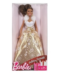 Celebrate the holidays with Barbie®! This special Barbie® doll comes in a beautiful, fashionable, holiday-inspired dress perfect for commemorating the season. Celebrate the holidays with Barbie®! This special Barbie® doll comes in a beautiful, fashionable, holiday-inspired dress perfect for commemorating the season.