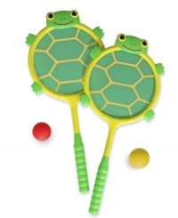 Entice them to come out of their shells and help develop hand-eye coordination with this racquet and ball set from Melissa and Doug. Entice them to come out of their shells and help develop hand-eye coordination with this racquet and ball set from Melissa and Doug.