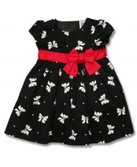 She'll be a bundle of cuteness in this bow dress by Carter's with oversized bow detail completes the package.