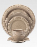 A beautiful stoneware charger is crafted in Portugal with elegant curves to bring irresistibly romantic European charm to a dinner or party. From the Berry & Thread CollectionCeramic stoneware13½ diam.Dishwasher- & microwave-safeImported