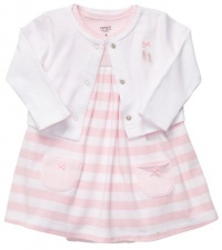 Carter's Girls 2pc Dress Set in Pink and White Stripe - 6 months