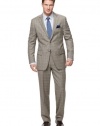 Tasso Elba 2-pc Business Suit 46 R 46R euro 56 Glen Plaid Beige Brown Pants/40W