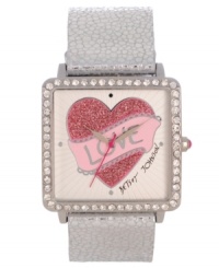 Wear your heart on your wrist with this glittery and truly unique watch from Betsey Johnson. Wear your heart on your wrist with this glittery and truly unique watch from Betsey Johnson.