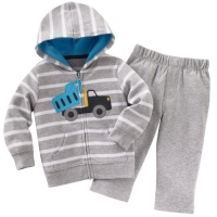 Carter's Quick & Cute Cardigan Set - Grey Stripe-12 Months Carter's Quick & Cute Cardigan Set - Grey Stripe-12 Months