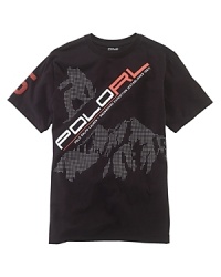 A bold snowboard graphic lends an athletic edge to a classic cotton tee, making it a stylish must-have for the classroom and the playground. A bold snowboard graphic lends an athletic edge to a classic cotton tee, making it a stylish must-have for the classroom and the playground.