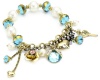 Betsey Johnson Iconic Seasonal Essentials Crystal Bug Multi-Charm Half Stretch Bracelet