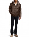 Marc New York by Andrew Marc Men's Artic Down Filled Bomber Nylon Jacket with Fur Collar, Espresso, X-Large