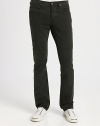 A cool, crisp denim option for the contemporary man of style, rendered in soft cotton with a hint of stretch for maximum comfort and support.Five-pocket styleButton flyInseam, about 3498% cotton/2% elastaneMachine washMade in USA