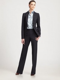 This chic menswear-inspired style is rendered in crisp, pinstriped stretch wool.Notched lapelsButton closuresFlap pocketsButton cuffsBack ventFully linedAbout 24 from shoulder to hem98% wool/2% elastaneDry cleanMade in Italy of imported fabricModel shown is 5'11(180cm)wearing US size 4. This chic menswear-inspired style is rendered in crisp, pinstriped stretch wool.Notched lapelsButton closuresFlap pocketsButton cuffsBack ventFully linedAbout 24 from shoulder to hem98% wool/2% elastaneDry cleanMade in Italy of imported fabricModel shown is 5'11(180cm)wearing US size 4.