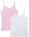 Calvin Klein Girls 7-16 2 Pack Cami,White And Pink,XL(16/18)