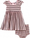 Splendid Littles Baby-girls Infant Slub Stripe Jersey Dress and Bloomer, Pink Ribbon, 18-24 Months