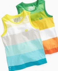 He can set his style on cruise with this breezy tank from LRG, a simple style that's easy to pull off. He can set his style on cruise with this breezy tank from LRG, a simple style that's easy to pull off.