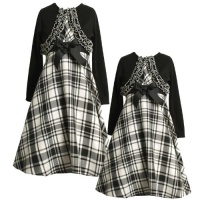 Size-6 BNJ-6053B 2-Piece BLACK/WHITE V-Pleat Bodice Bow Front Plaid Dress and Ruffle Shrug/Sweater Set,Bonnie Jean B36053 LITTLE GIRLS Size-6 BNJ-6053B 2-Piece BLACK/WHITE V-Pleat Bodice Bow Front Plaid Dress and Ruffle Shrug/Sweater Set,Bonnie Jean B36053 LITTLE GIRLS