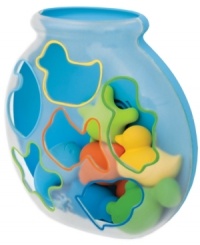 Squirty shape-sorting bath fun! Sort six friendly squirters into their own color coded cut-outs in the fishbowl. Then spin to dump them out for squirt-time fun! Squirty shape-sorting bath fun! Sort six friendly squirters into their own color coded cut-outs in the fishbowl. Then spin to dump them out for squirt-time fun!