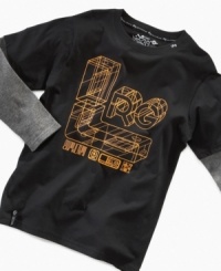 With a funky 3D style graphic, this LRG layered shirt is totally tee-rific. With a funky 3D style graphic, this LRG layered shirt is totally tee-rific.