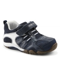 Strap on this sporty sneaker and his favorite jersey to transform your little one into a true athlete. Before he starts shooting hoops, strengthen his muscles and improve his balance with the SRT Xavier. Sensory Response Technology allows him to feel the ground beneath him while a self-molding footbed, contoured heel cradle and premium leather linings provide comfort and support. Strap on this sporty sneaker and his favorite jersey to transform your little one into a true athlete. Before he starts shooting hoops, strengthen his muscles and improve his balance with the SRT Xavier. Sensory Response Technology allows him to feel the ground beneath him while a self-molding footbed, contoured heel cradle and premium leather linings provide comfort and support.