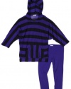 Splendid Littles Girls 2-6X Charocal Triblend Rugby Stripe Tunic Set, Iris, 6x-7