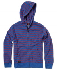 Vibrant stripes give this Quiksilver hoodie a preppy cool style. Vibrant stripes give this Quiksilver hoodie a preppy cool style.