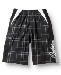 Rule the tides in style. He can throw on these plaid boardshorts from Quiksilver and stand out in the surf. Rule the tides in style. He can throw on these plaid boardshorts from Quiksilver and stand out in the surf.