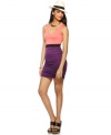 Graphic colorblocking adds a modern edge to this body-con Bar III mini dress -- perfect for a sultry summer night!