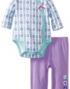 Offspring- Baby Girls Newborn Geo Bodysuit and Pant Set, Lilac, 6 Months