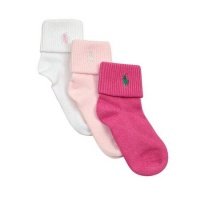 Polo Ralph Lauren girls Triple Roll socks 3pairs - 4-7 (shoe size 10-13) Polo Ralph Lauren girls Triple Roll socks 3pairs - 4-7 (shoe size 10-13)